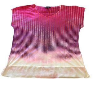 B.L.E.U. Gradient Pink and White top with razzle dazzle
